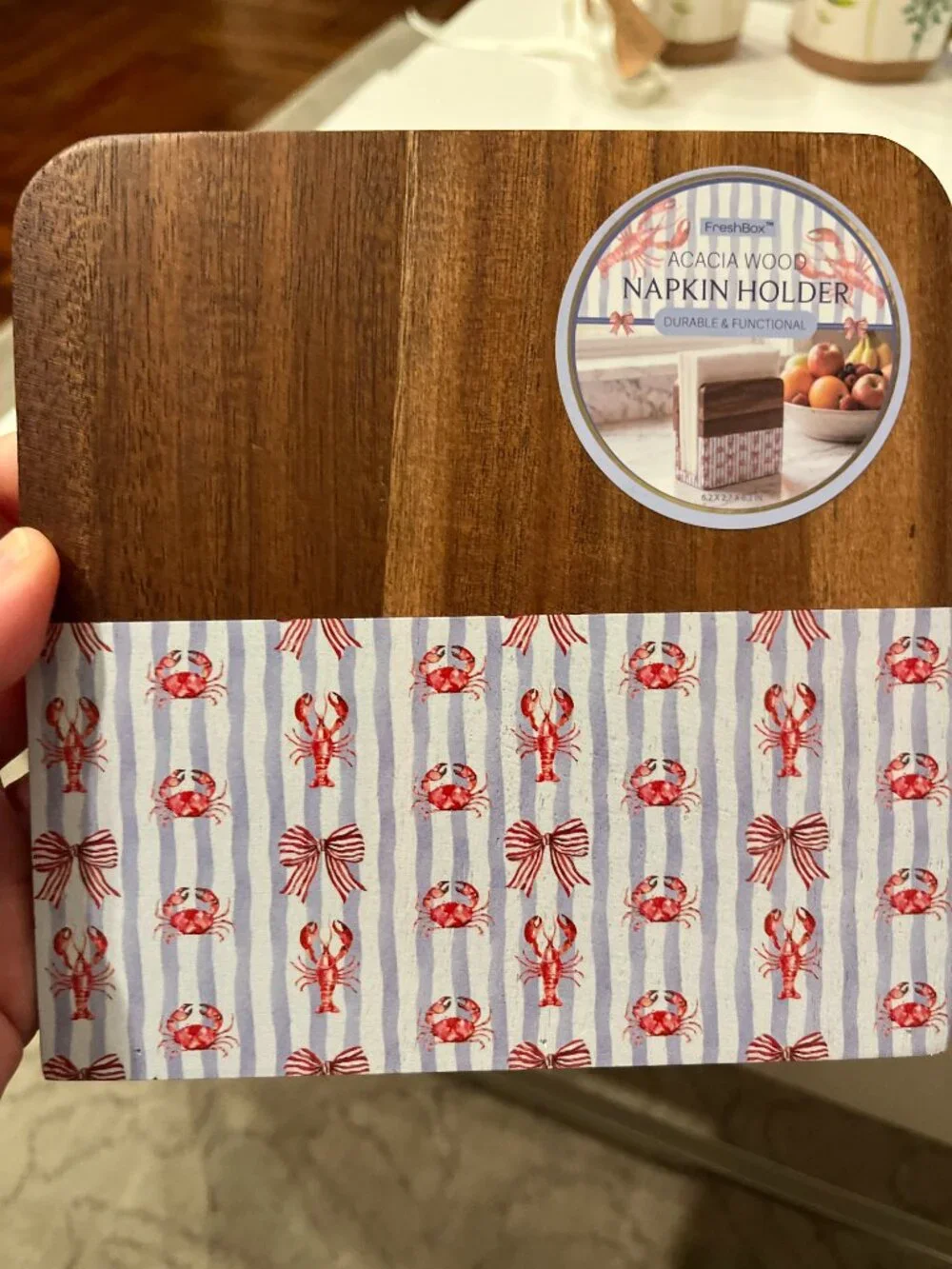 Nautical Napkin Holder - FreshBox Acadia Wood (Coastal Table Decor) NWT